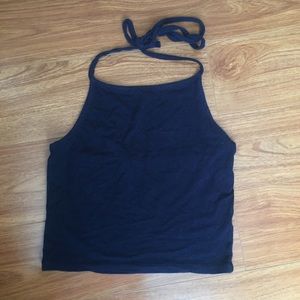 Brandy Melville Black Halter Tie Top